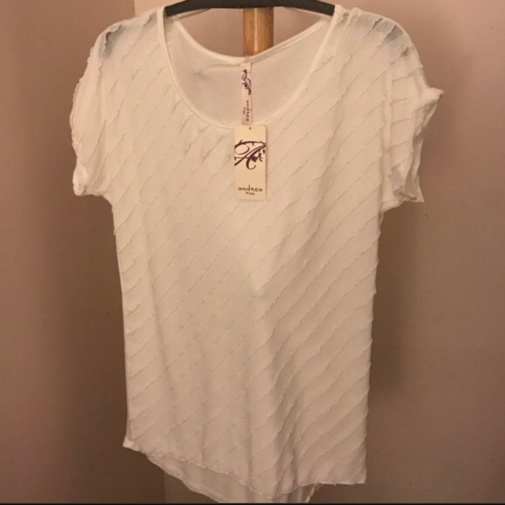 Andrea Missy White Ruffle Blouse Size Medium